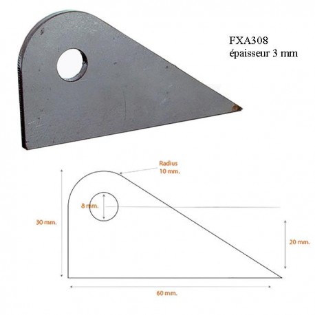 Patte à souder pour fixation amortisseur trou 8