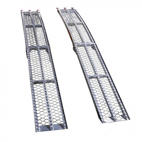 2 Rampes Courbées Pliables Aluminium - Charge Max 1360 Kg, Pieds Réglables, Sangle Incluse, Pour Chargement Lourd - 5