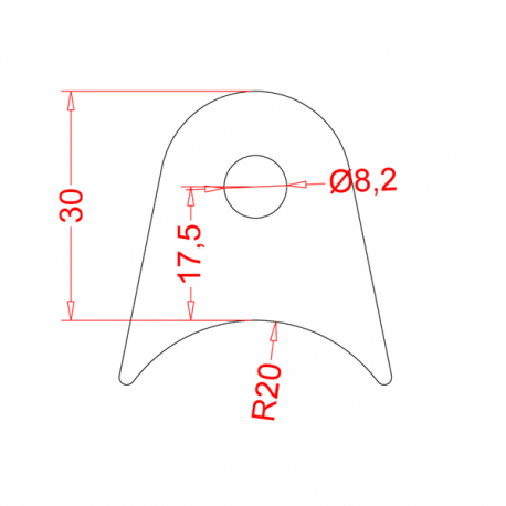 Support à souder 25CD4S 43mm pour tube ø30