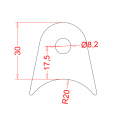 Pack 20 supports à souder 30mm pour tube ø40 - perçage ø8 - 2mm