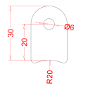 Pack 20 support à souder 30mm pour tube ø40 - perçage ø6 - 2mm