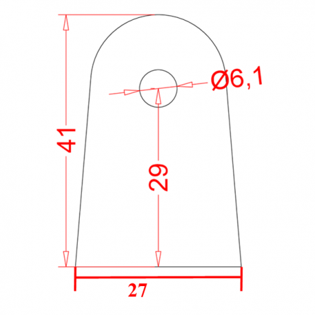 Support à souder plat 41 x 27 ø6mm