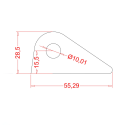 Support à souder ép. 2mm - lg 55mm ø10