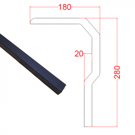 Equerre décalée 180x280 support garde -boue