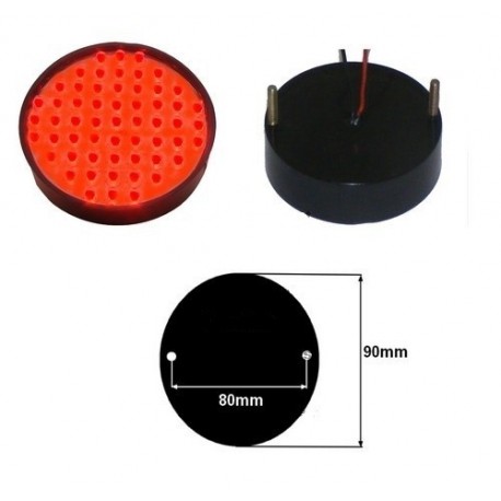 20 mm LED feu arrière rond rouge